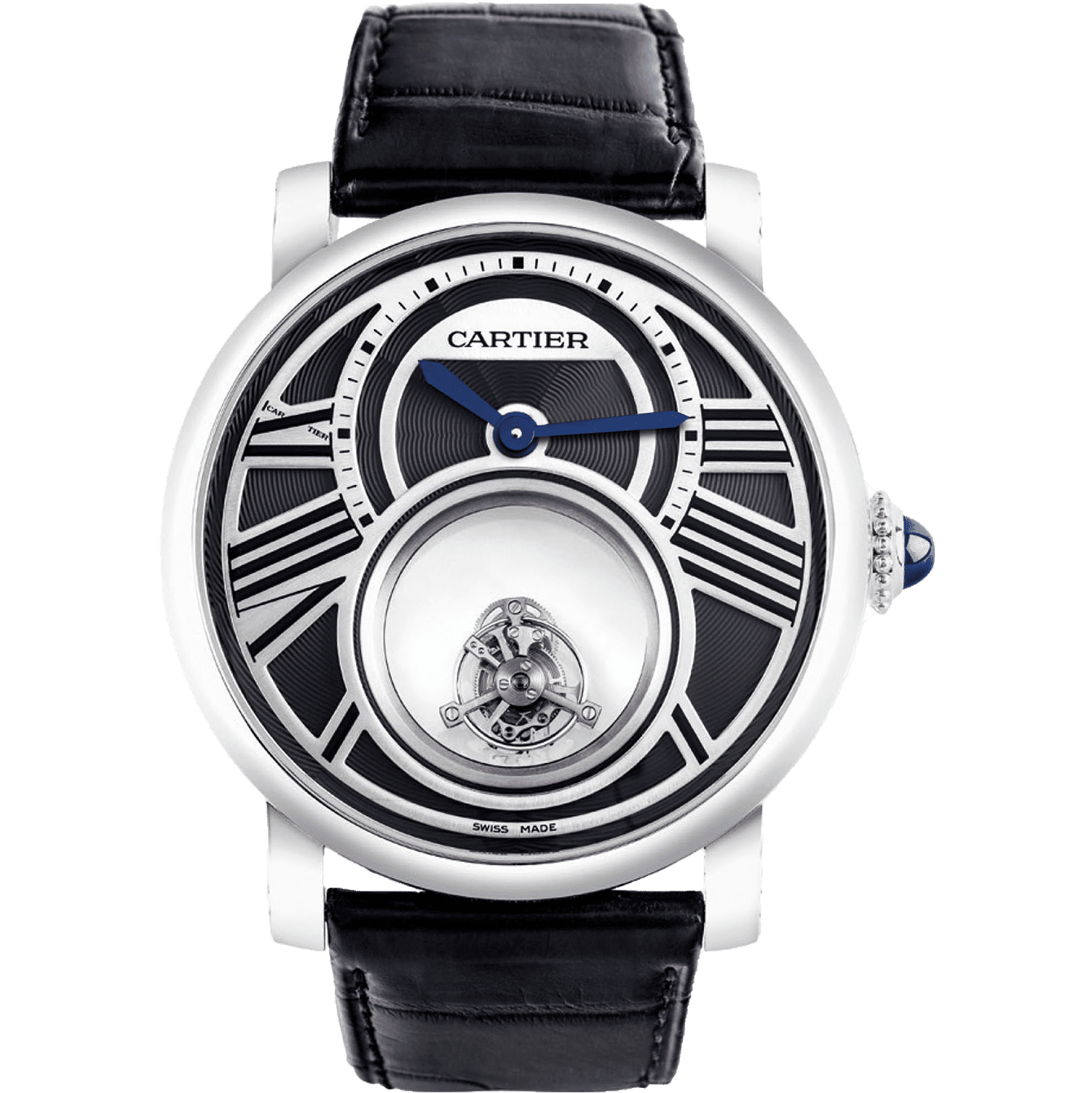 Rotonde de cartier flying outlet tourbillon reversed dial watch